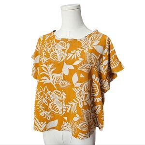 VER Mustard-Cream Floral Print Top